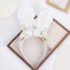 Bunny Headband Lace Bunny Ear Design Hair Hoop with Colorful Artificial Flowers Forest Style Easter