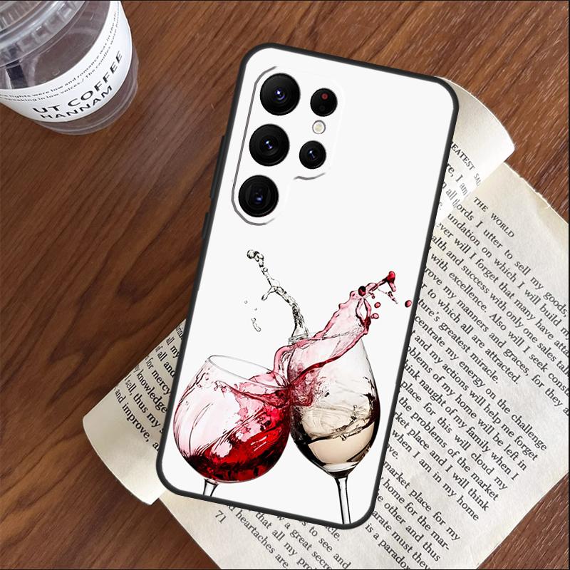 Red Wine Glass Art Phone Case For Samsung Galaxy S25 S23 S22 S21 Ultra S9 S10 S20 Plus S24 FE Funda Cover Shell