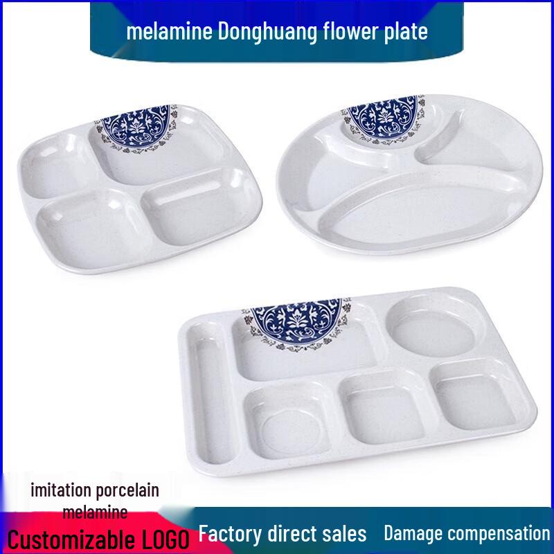 Chinese Style Melamine Divided Dinner Plate Set