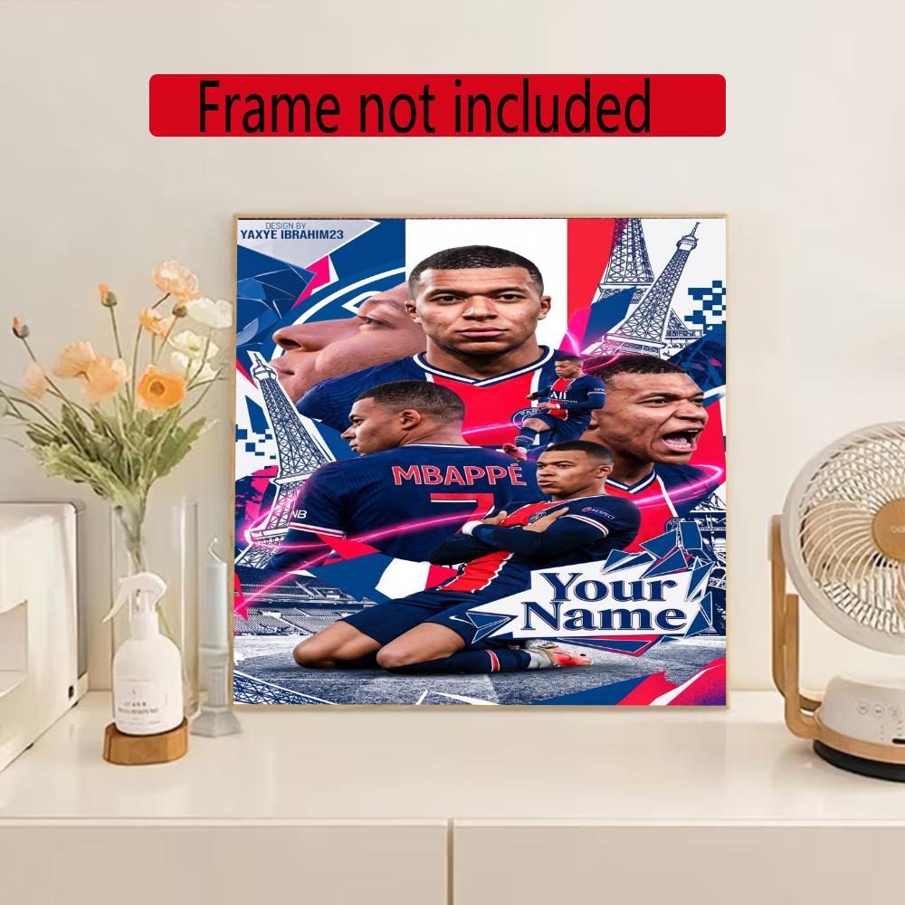 Mbappe Personalized Name Diamond Paintings Mosaic Wall Round Diamond Art Painting Kits Embroidery Crystal Accessories Frameless