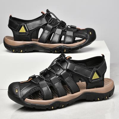 New Cow Leather Mens Sandals Summer Breathable Walking Sneakers for Men Sport Outdoor Antiskid Shoes Casual Shoes Plus Size 48