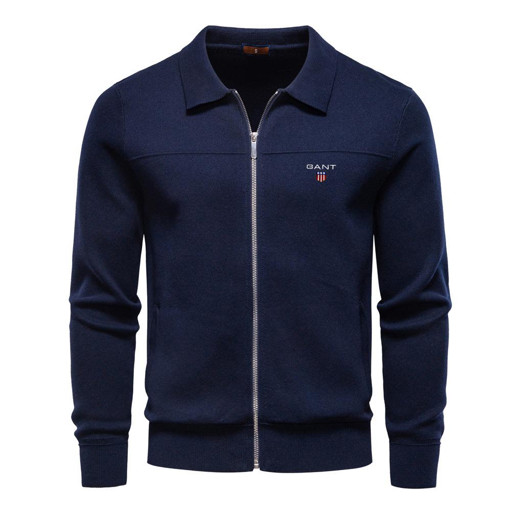 Gant 2025 Høst og Vinter Broderi Ny Herre Europeisk Størrelse Jakke Genser Cardigan Herre Glidelås Business Casual Jakke Herre