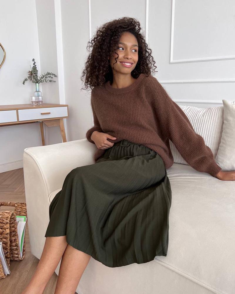 Autumn Winter Faux Mink Loose Knit Sweater - European American Style for Women