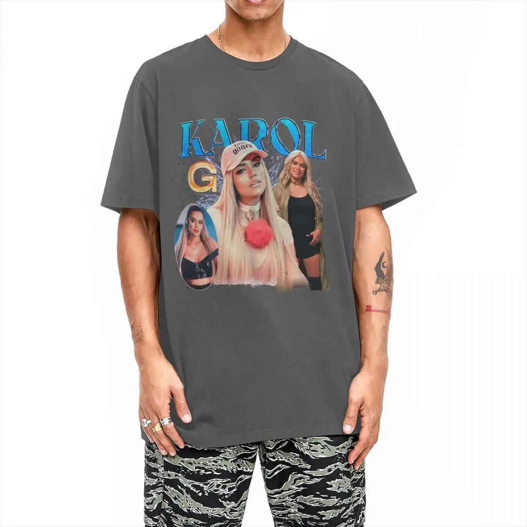 Men's T-Shirts Karol G Bootleg Intage Vintage Cotton Tee Shirt Short Sleeve Bichota Tour T Shirts Round Collar Clothing Gift
