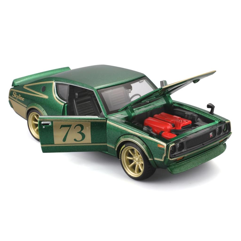 Maisto 1/24 Scale Nissan 1973 Skyline 2000GT-R Green Custom Tokyo Moz Series / Diecast Model Car, Finished Product, 32539