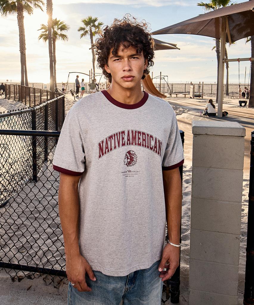 Peullukeu American Vintage Ringer T-Shirt Greywine Fst357