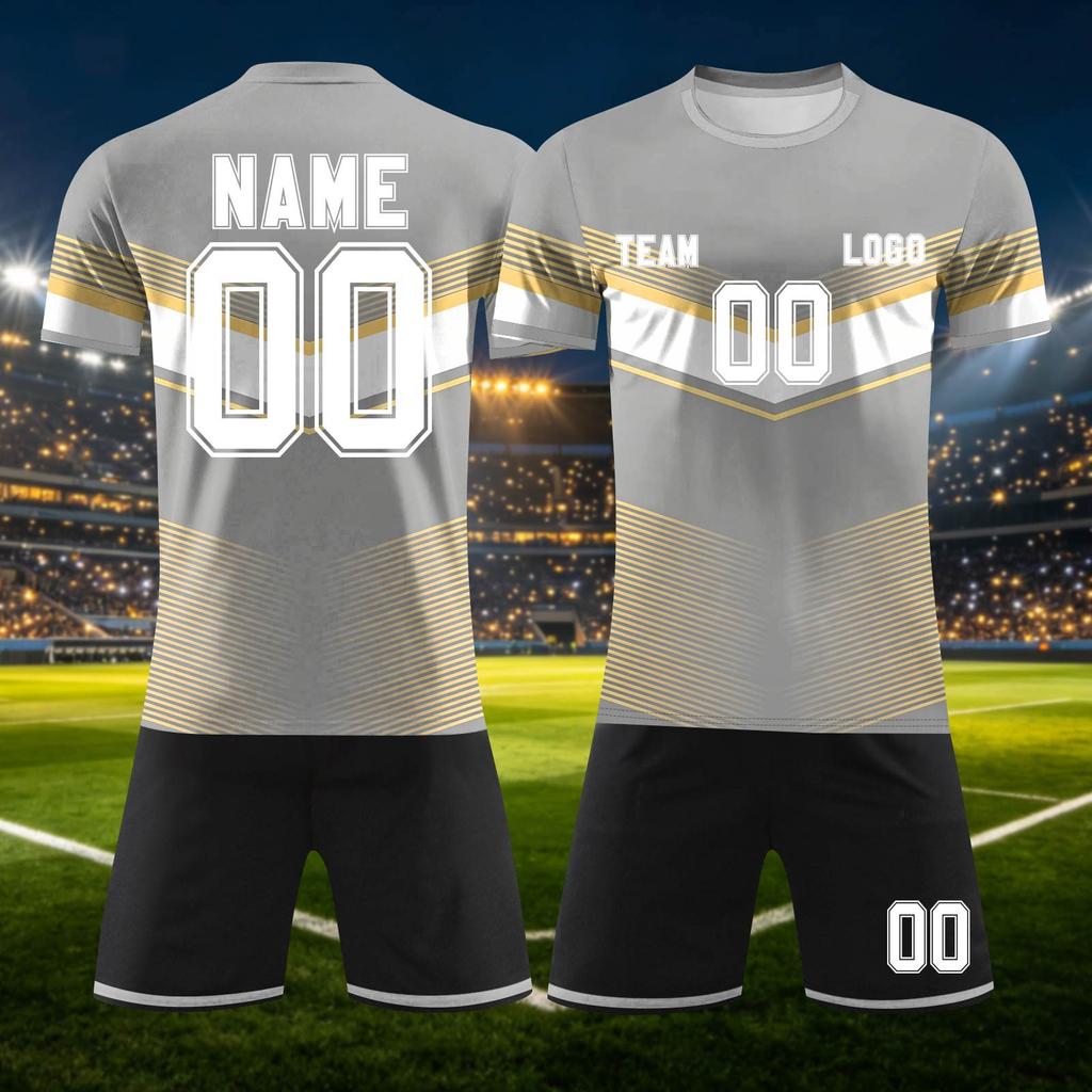 Anpassbares DIY Zweiteiliges Sporttrikot-Set: Kurzarmshirt und Shorts mit personalisiertem Nummernaufdruck für Teamuniformen