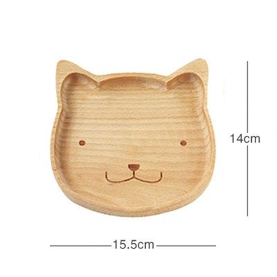 Multiple Styles Solid Wood Cartoon Dinner Tray Cute Animal Pattern Children's Rice Plate Odorless Wood Food Dishes Fruit