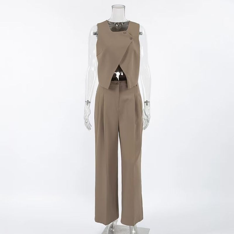 European and American Leisure Fashion Elegant Sleeveless Vest Pants Suit Sleeveless Vest Pants Set