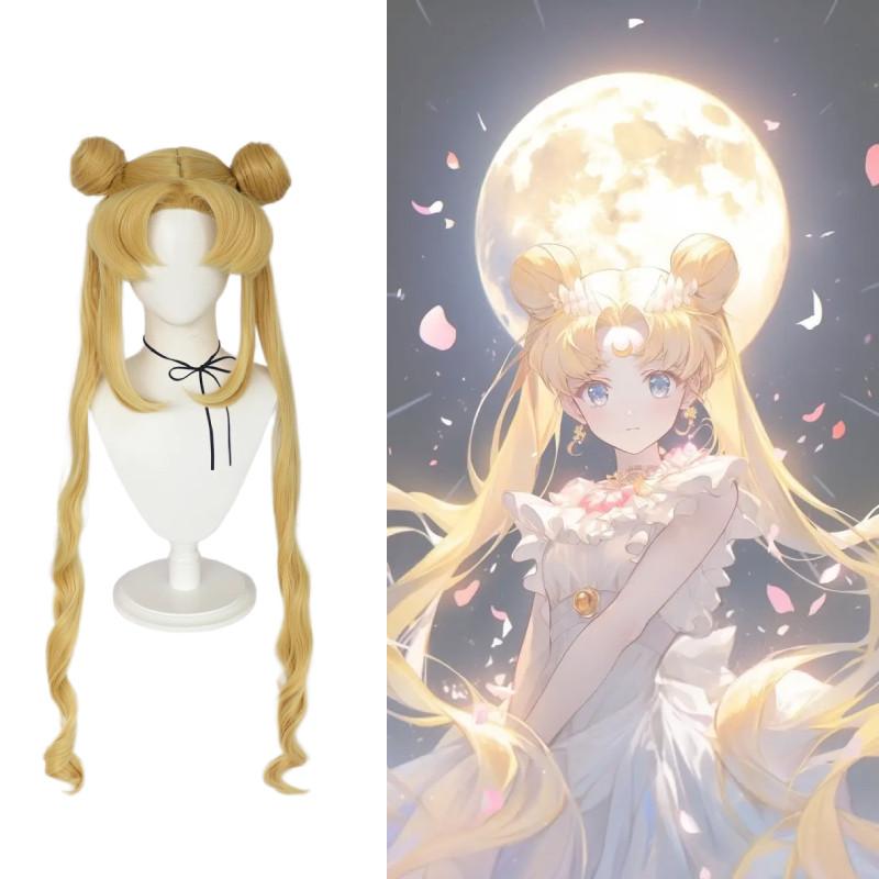 Sailor Moon Cosplay-Perücke aus Hochtemperaturseide für Rollenspiele und Kostümveranstaltungen