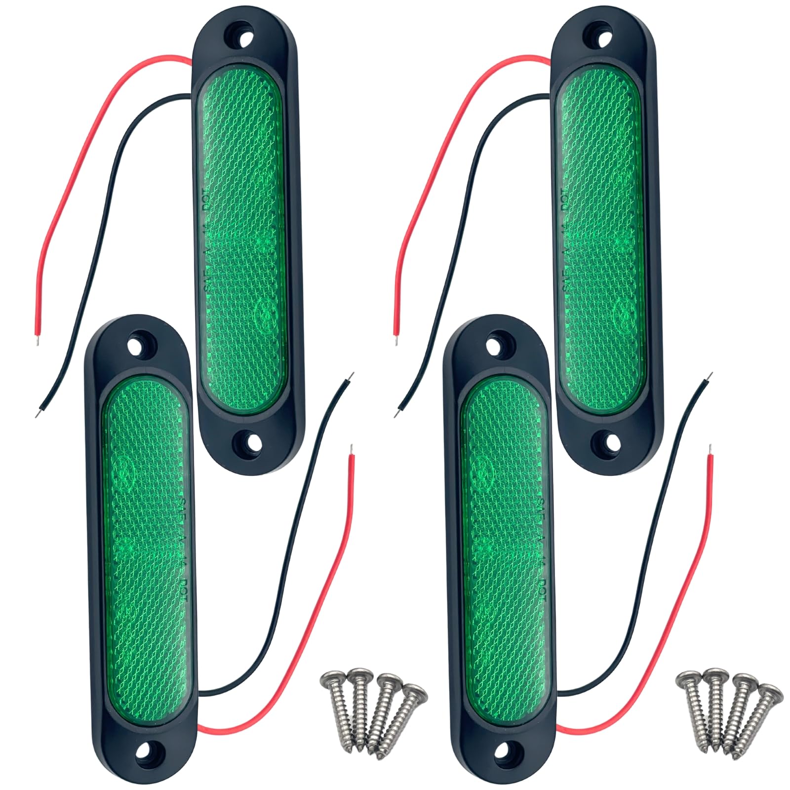

Wezomito Светодиодные Отражатели Боковые Указатели Поворота Универсальные /24В Маленькие Отражатели Поворота для Обычных Автомобилей, Легких Грузовиков (Набор из 4) зелёный