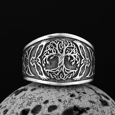 Nuevo Anillo Vikingo Árbol de la Vida de Acero Inoxidable 316L para Hombres Mujeres Joyería Vintage Pulido Regalo