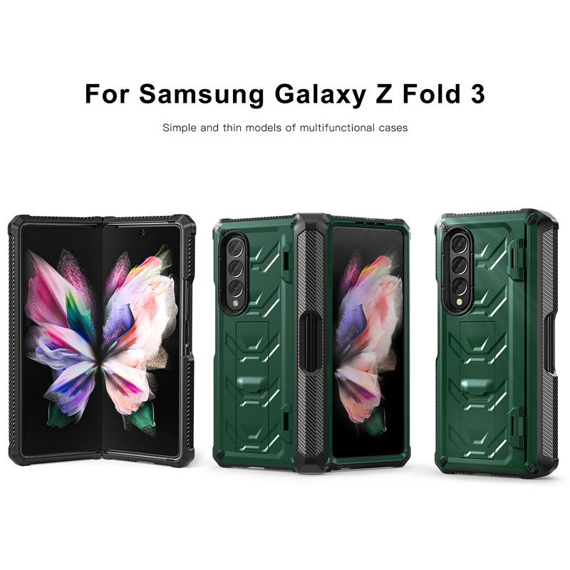 Compatible Fold Series Phone Case: Drop-Proof, Dual-Fold with Pen Slot for Samsung Z Fold3, Z Fold4, Z Fold5.