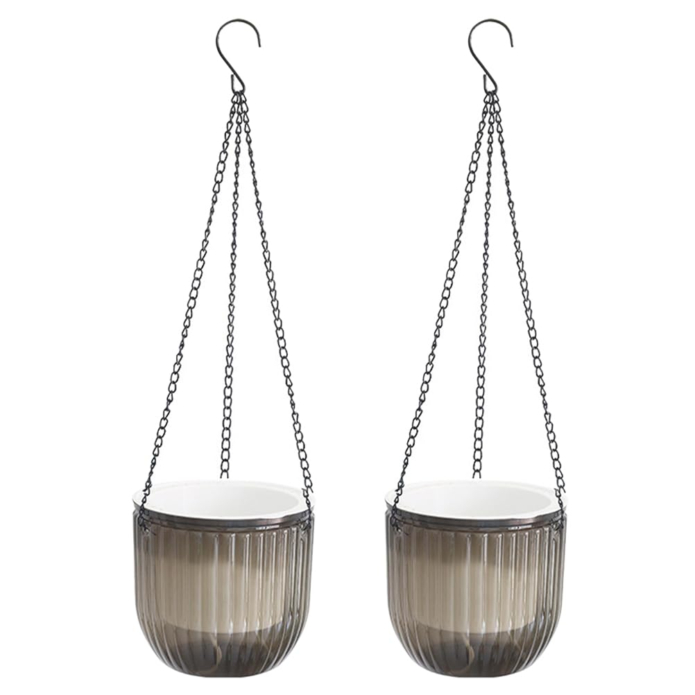 

BESTOYARD Hanging Plastic Hanging Automatic for Indoor and Outdoor Set of 2 Planter, Basket, Watering, Plants, (Gray) серый