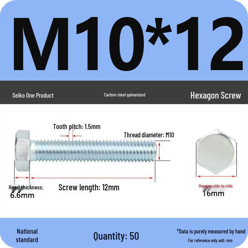8.8 Grade Galvanized Hex Head Bolt, High-Strength M4-M30