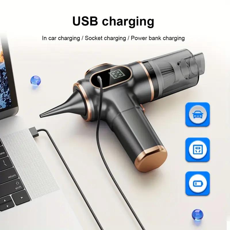 3-in-1 High-Power Wireless Handheld Vacuum Cleaner - Strong Suction, Blowing Pump, Portable, For Car And Home, Lightweight, Cordless, Rechargeable