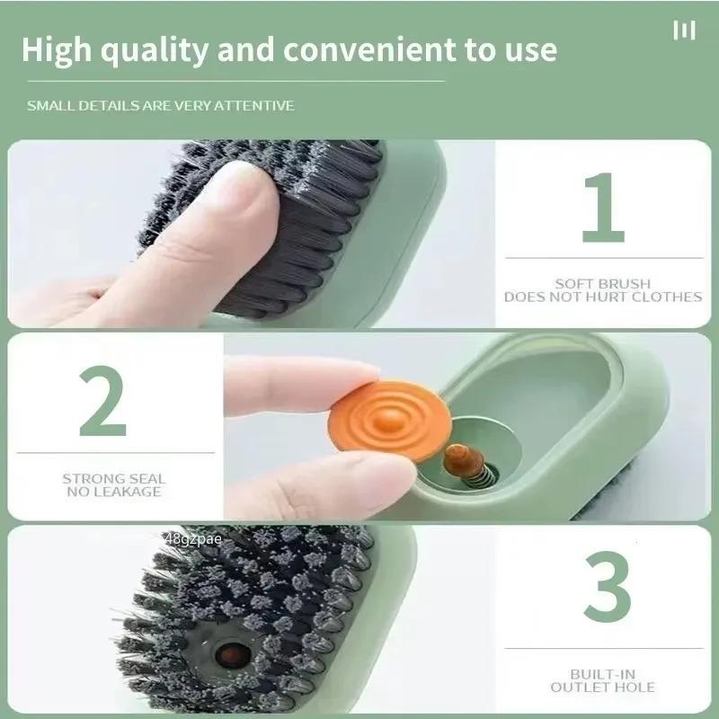 1/2Pc Cleaning Brush Soft-bristled Liquid Shoe Brush Long Handle Clothes Brush Multifunctional Shoe Cleaner Cleaning Accessories