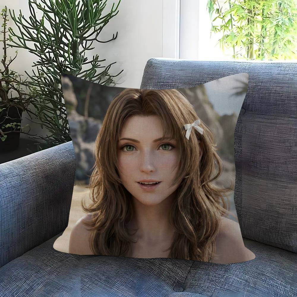 Game F-F-Final Fantasy 7 Double-Sided Printed Pillow Cover Short Plush Suitable Living Rooms Bedrooms Sofas Throw Cushion Cover