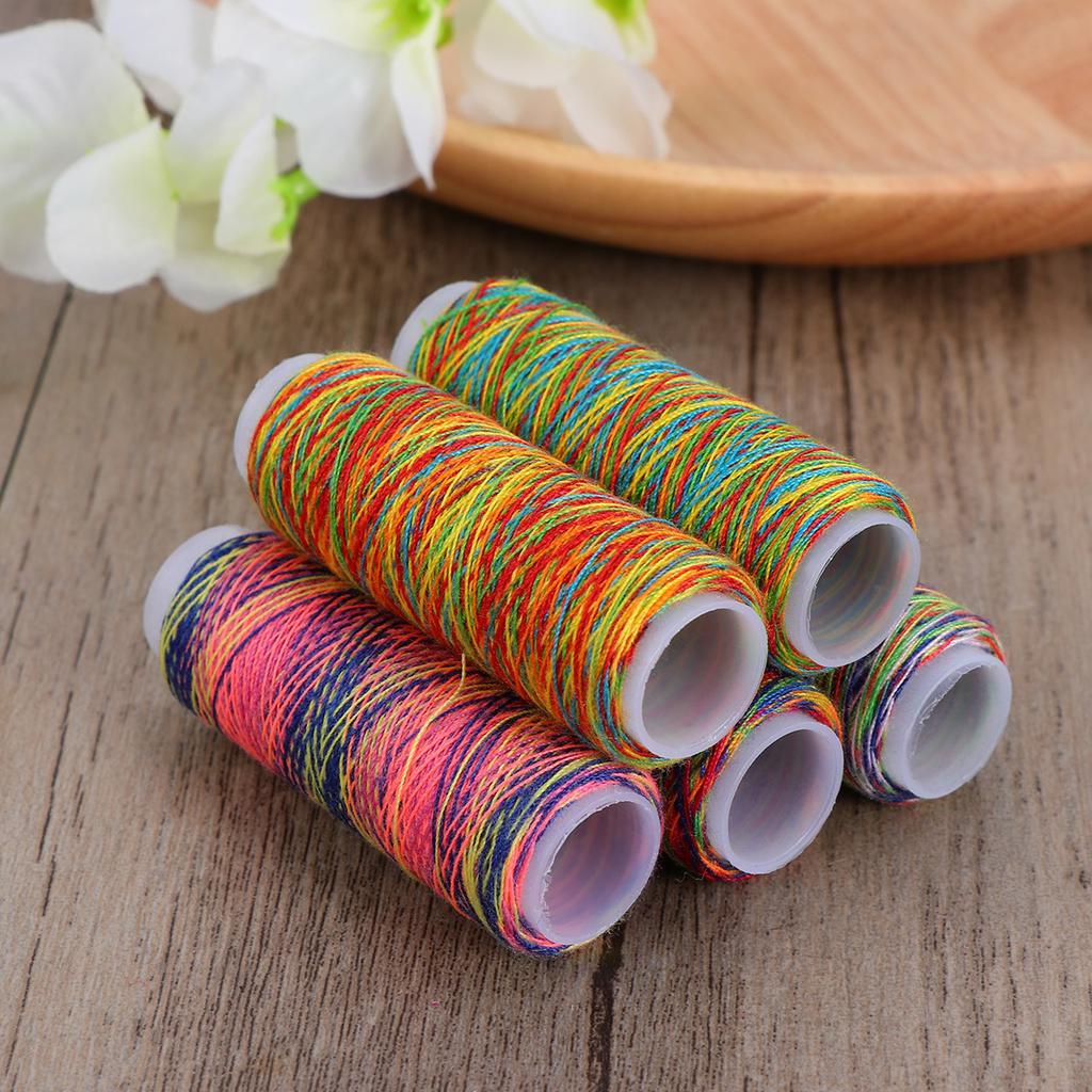 Buy 5pcs/set Gradient Durable Polyester Sewing Thread Embroidery Sewing ...
