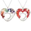 Seven-Color Heart-Shaped Tree of Life Necklace with Natural Stone Crystals