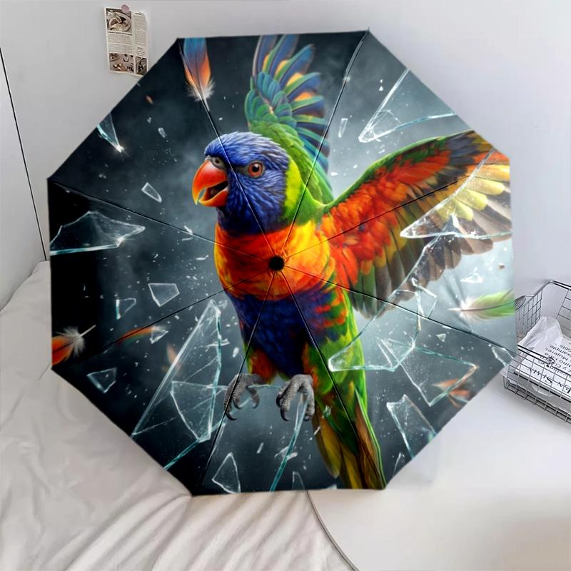 

1 PC Automatic Folding Umbrella - Parrot Pattern, Portable & Foldable Design with 8 Ribs, Christmas Birthday Gifts