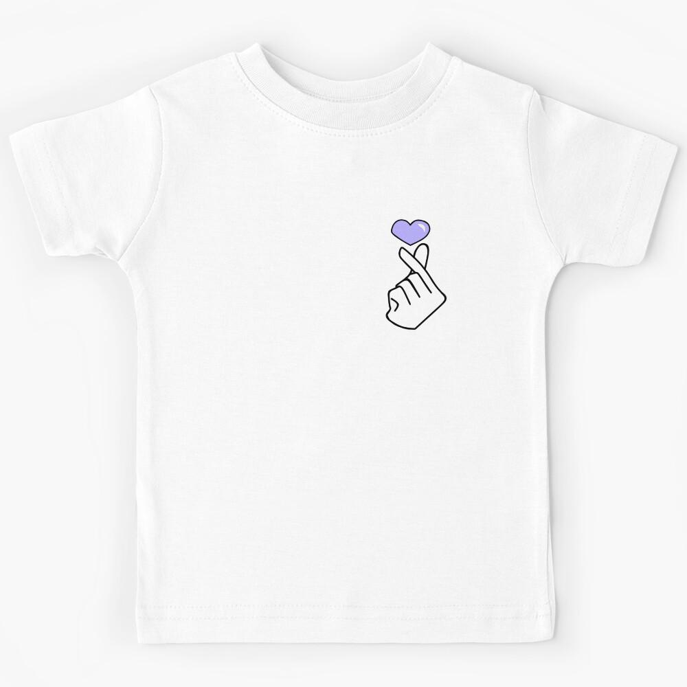 Kpop Purple Korean Finger Heart pattern Kids T-Shirt 130
