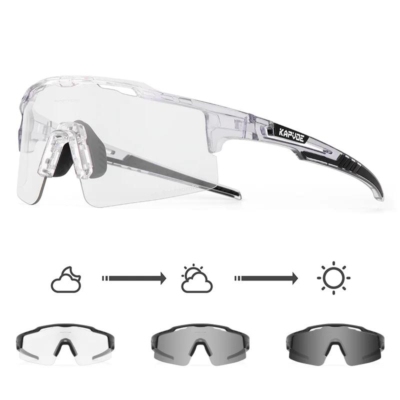 Kapvoe Photochromic Cycling Glasses Sunglasses for Men Women Sport Speed Road Mtb Mountain Bike Bicycle Cycl Eyewear Goggle