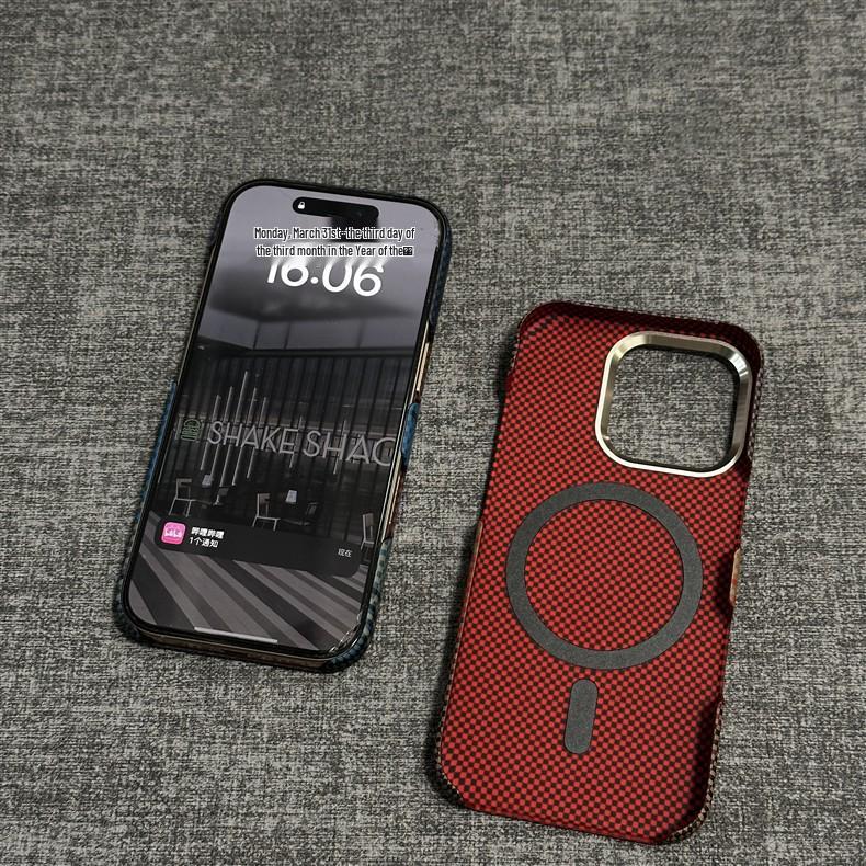Kevlar Carbon Fiber Texture Magnetic Case for iPhone 17 Pro Max