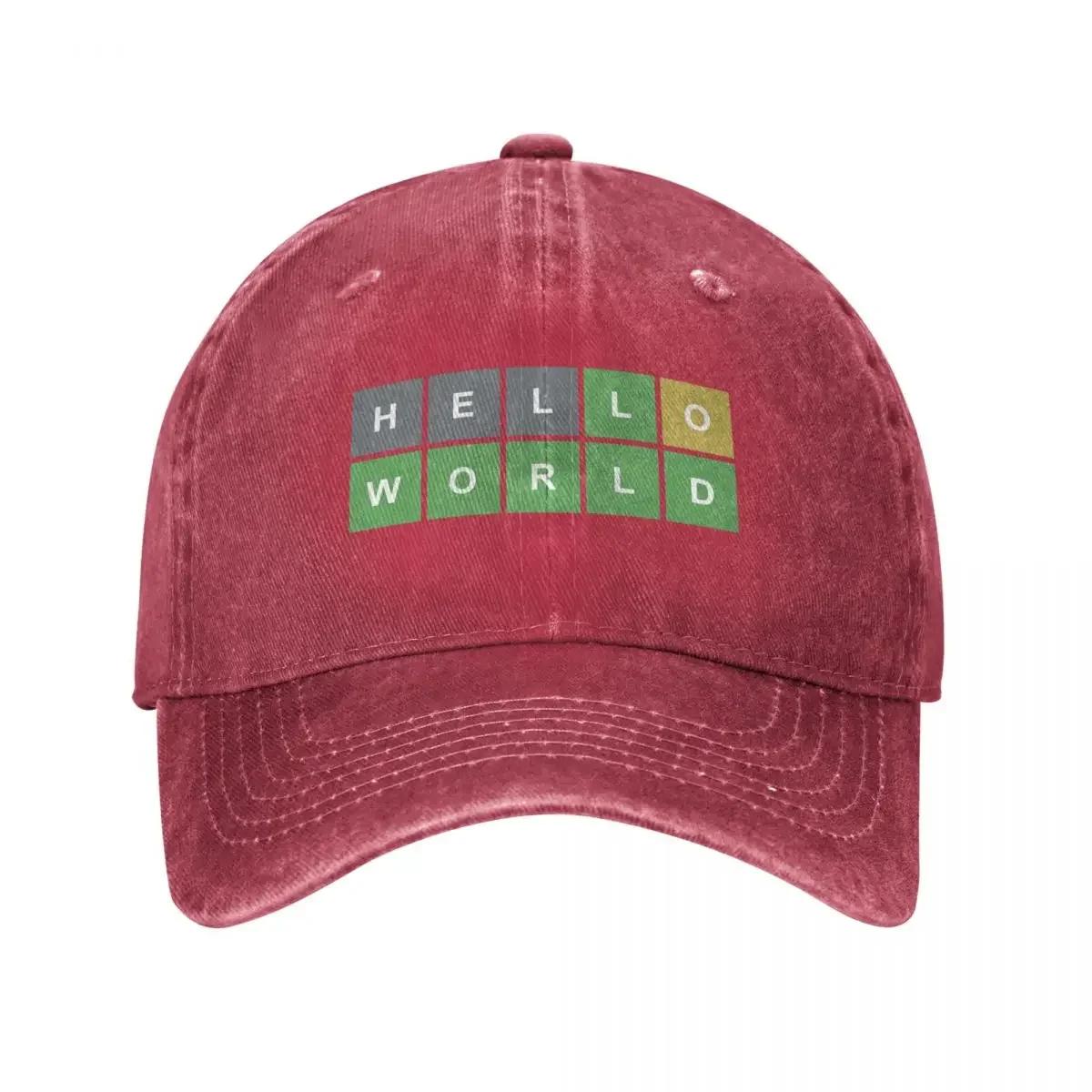 Wordle Hello World Baseball Cap Uv Protection Solar Hat Cosplay Trucker Cap Hat Beach Womens Unisexs