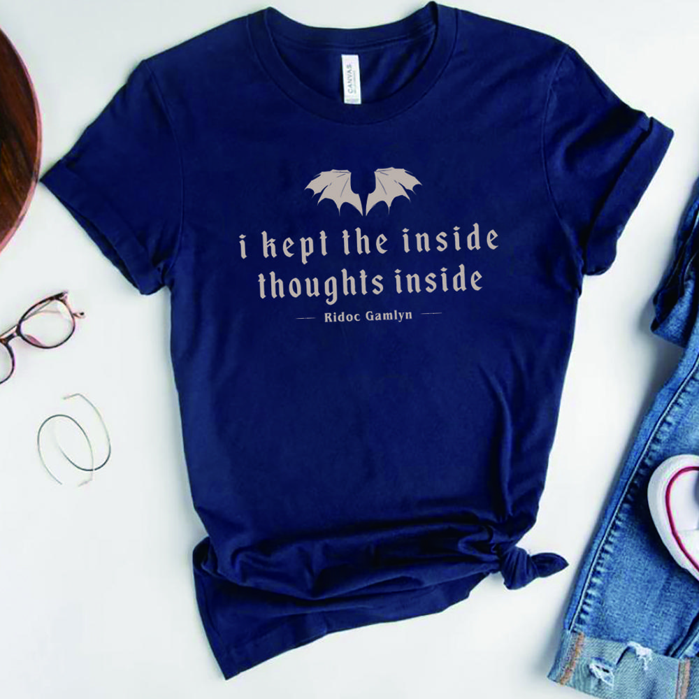 I Kept The Inside Thoughts Inside Tshirt Quest Squad Shirt Fourth Wing Tshirt Book Lover Tee Unisex Bookish Short Sleeves Tops