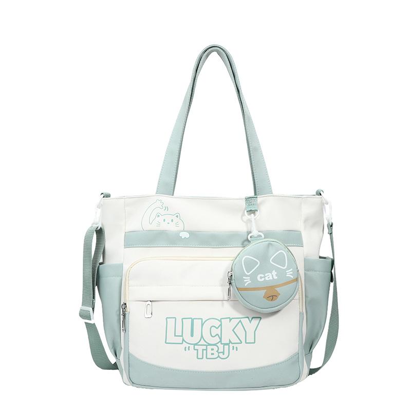 

Сумка через плечо для девочки, студенческая, большой емкости, контрастного цвета, сумка через плечо с кошельком для монет зелёный