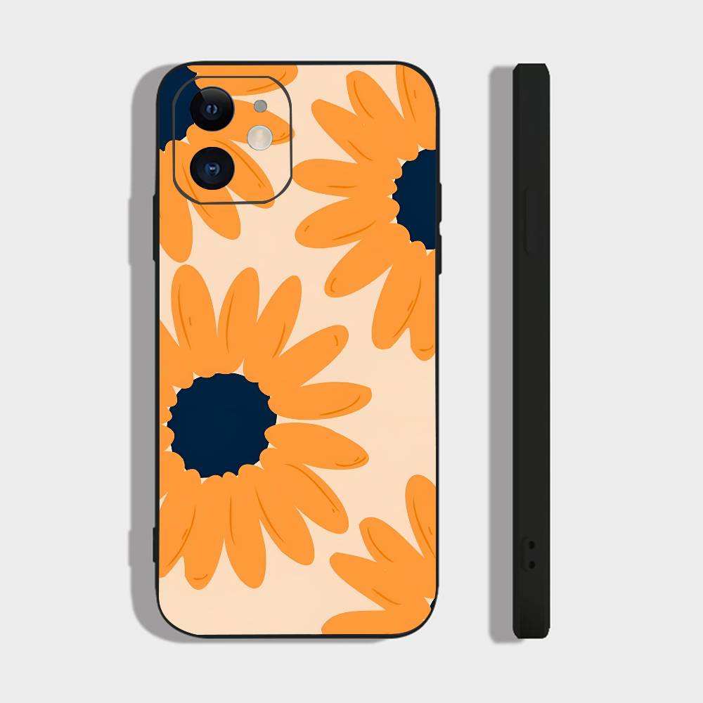 

Арт Цветы Для IPhone 15 16 14 Plus 13 12 11 17 Pro Max 17 Air Черный Мягкий Чехол Для Телефона IPHONE 17Pro