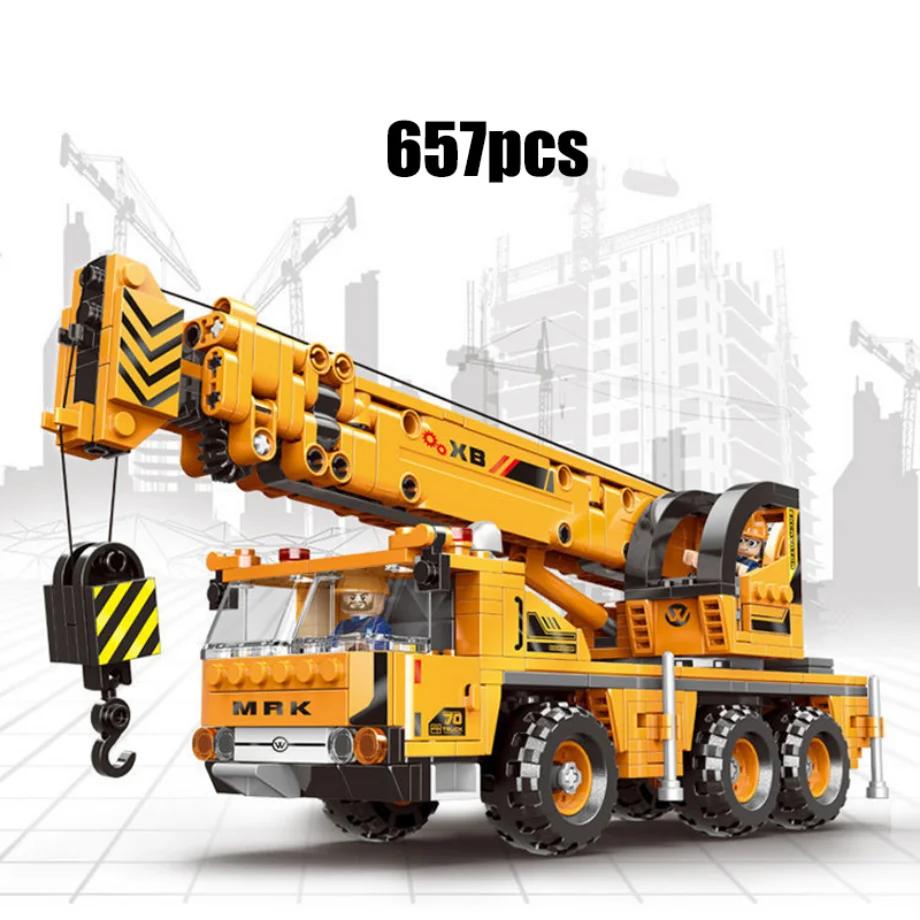 City technical Building Blocks MOC WheelLoader Car Heavy Mining Truck Crane DIY Engineering Excavator Bricks Toy For Children