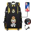 Multifunctional Camo Backpack for Students, USB Charging Casual Travel Daypack, Football Star Print Design