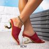 Women's Red Irregular Heel Sandals - Stylish, Comfortable High Heels for Parties