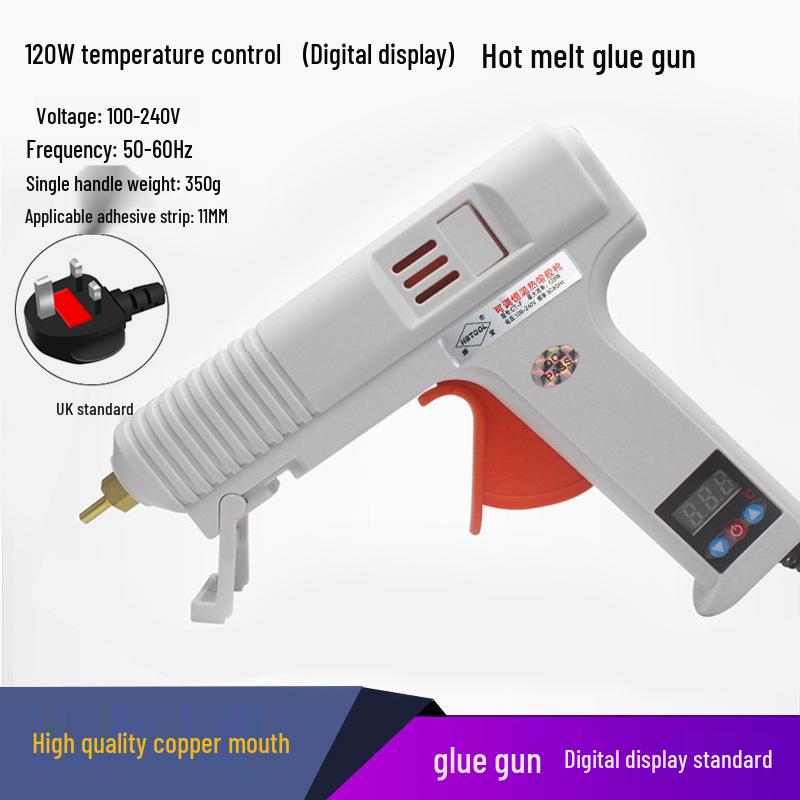 Pistol de lipit la cald cu temperatură reglabilă 120W cu afișaj digital - Grad industrial, batoane de lipici 11mm, temperatură constantă, pentru uz casnic