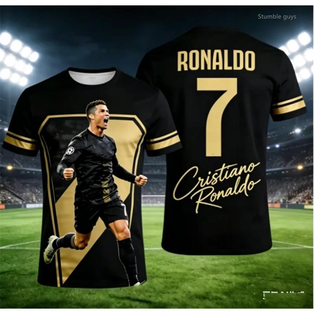 Summer Men Ronaldo 7 T-shirt Football Sportswear Short Sleeve Fashion