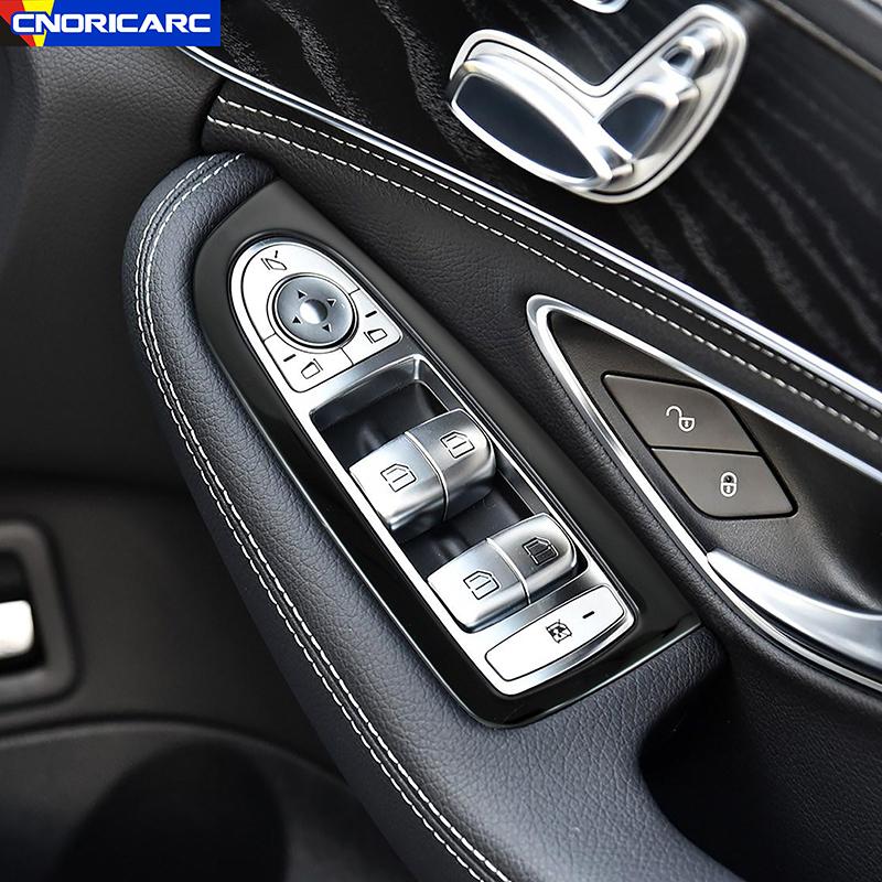 

Стайлинг автомобиля, кнопки подъема оконного стекла, украшение рамы для Mercedes Benz C Class W205 GLC X253, крышка подлокотника с правым рулем