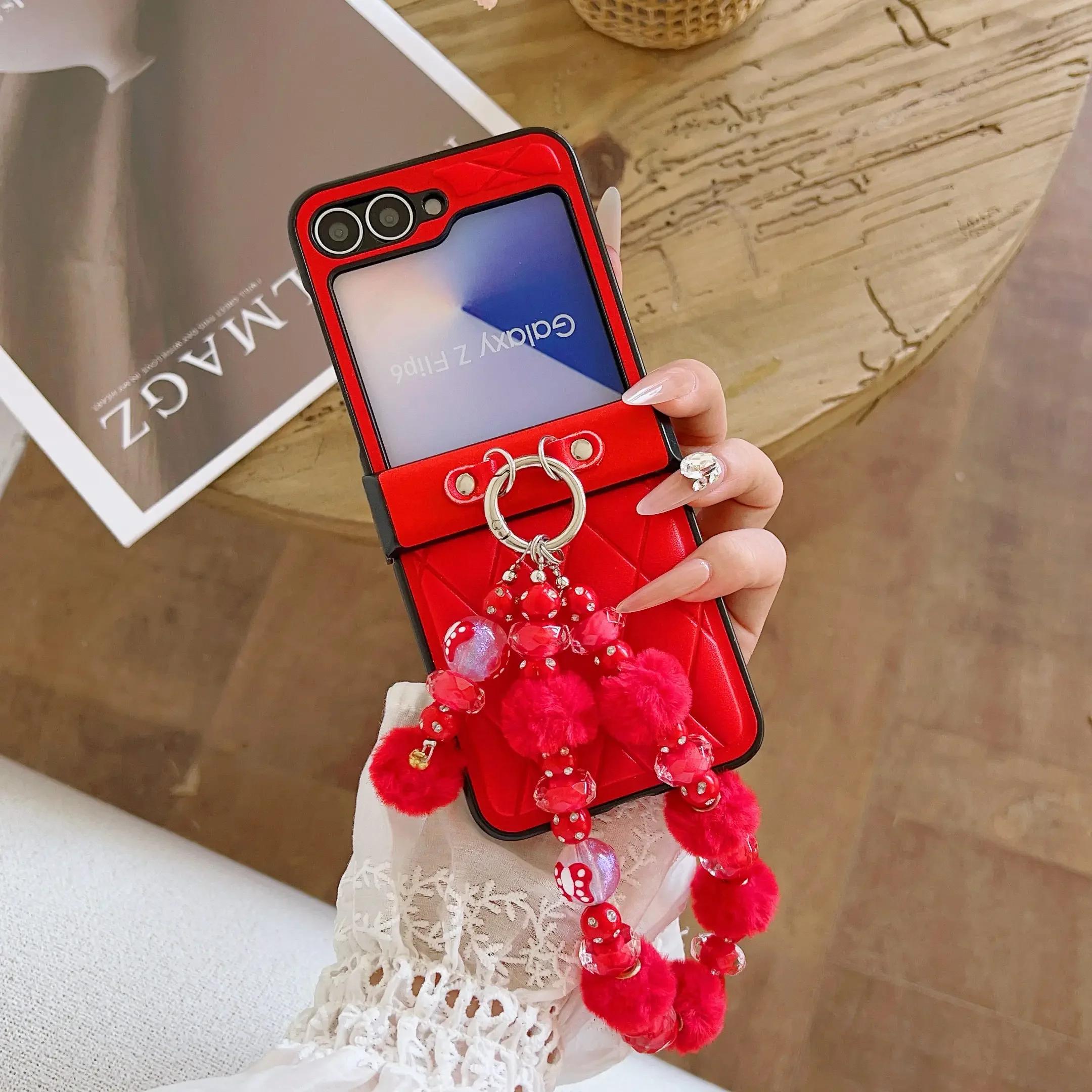 

Милий блискучий чохол із штучної шкіри Bobbles із блискітками та намистинами для Samsung Galaxy Z Flip 6 5 4 3 із захистом від шарнірів, ударостійкий For Samsung Galaxy Z Flip6