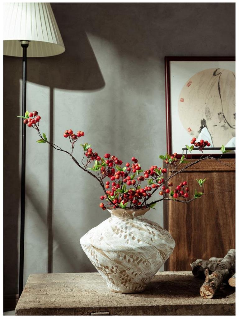 Jingdezhen Wabi-Sabi Keramikvase für Trockenblumen - Retro-Stil für Wohnzimmer oder Esstisch