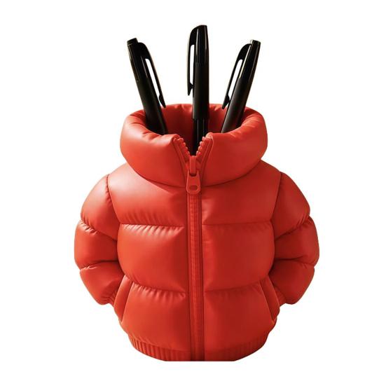 Pufferjacke-förmiger Stiftebecher, 3D-gedruckter Schreibtisch-Organizer, Kreativer Mantel-Stifthalter für Make-up-Pinsel, Home-Office-Dekoration