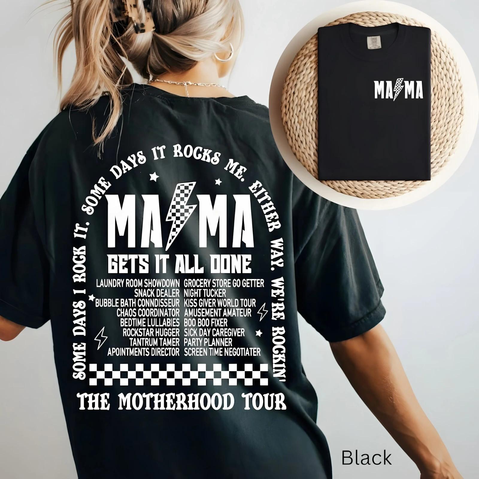 Mama T-shirt | Motherhood Tour Shirt | Retro Rock Concert Mama Tee | Mother s Da S