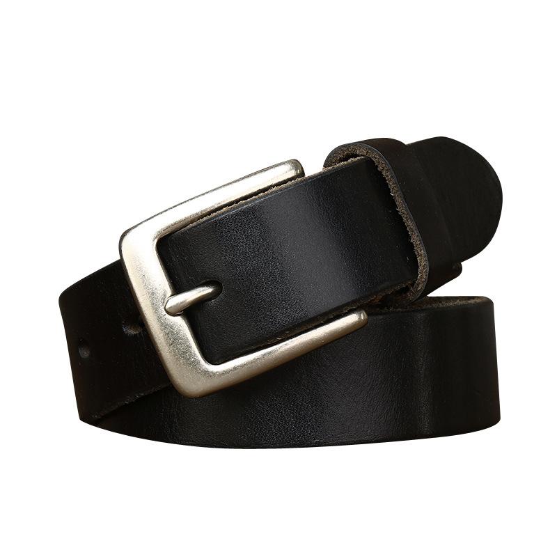 Men's Pin Buckle Belt Men's Leather First Layer Pure Cattlehide Simple All-Match Casual Jeans Belt