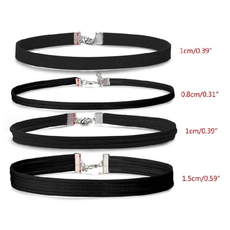 Chic Black Choker Necklaces 4 Stylish Neck Choker Jewelry Neck Chain Accessory