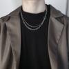 European and American personalized double-layer OT buckle necklace for men and women, simple hip-hop punk thick and thin chain,