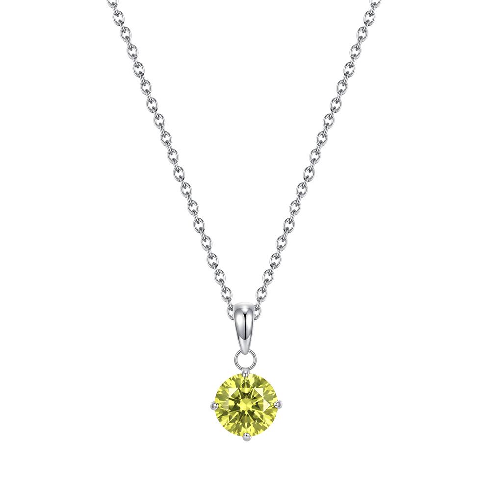 Round Birthstone Pendant Necklace 316 Stainless Steel Multi Color Cubic Zirconia Adjustable Chain Necklaces Birthstone Jewelry