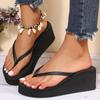 Damen Sommer Strand Keilabsatz Zehentrenner Leichtgewichtige Zehensteg Plateau Sandalen Frau Hochhackige Outdoor Pantoletten Orthopädische Schuhe