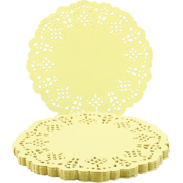 Round Paper Doilies, 100 Pcs 3.5” Colorful Decorative Lace Paper Doilies Disposable Placemats for Wedding Birthday Desserts Cakes Party Tableware жёлтый