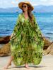 Vacation dress, long robe, loose positioned print beach cover-up, bikini dress