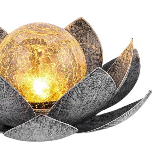 Solar Powered Lotus Light Automatic On/Off IP55 Waterproof Wireless Design Solar Garden Lamp Lawn Patio Outdoor Decoration